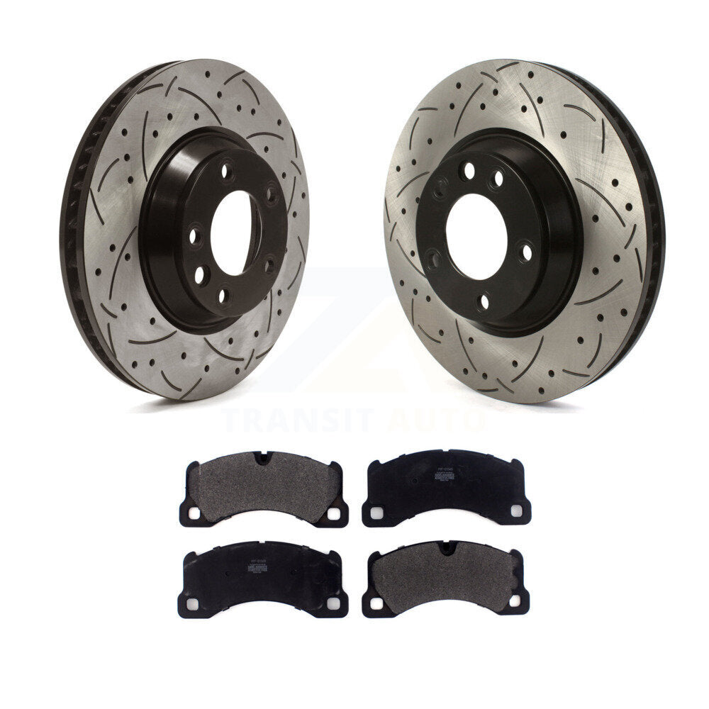 Coat Drill Slot Disc Brake Rotor Semi-Metallic Pad Front Kit For Porsche Cayenne
