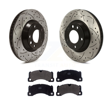 Coat Drill Slot Disc Brake Rotor Semi-Metallic Pad Front Kit For Porsche Cayenne