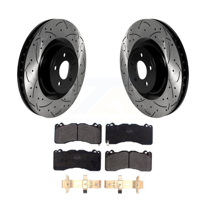 Coated Drill Slot Disc Brake Rotors Semi-Metallic Pad Front Kit For Ford Mustang