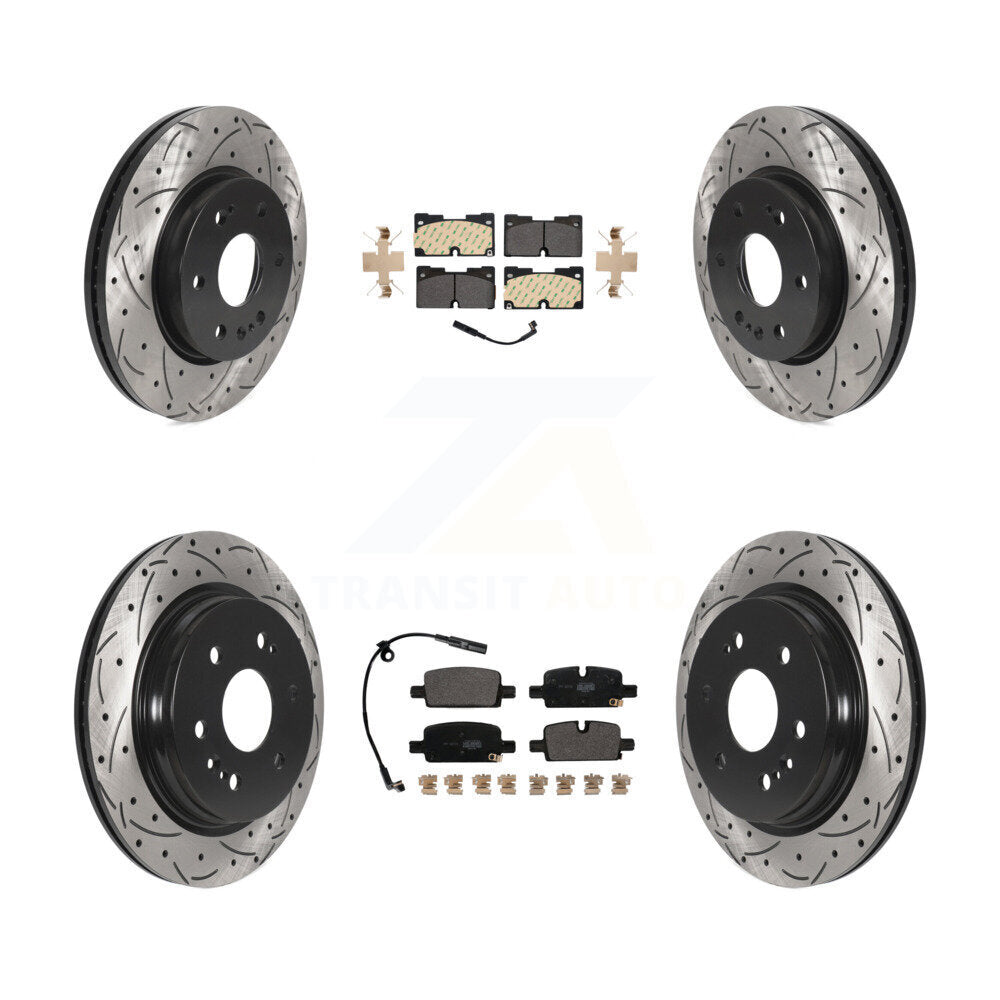 Drilled Slot Brake Rotor Semi-Metallic Pad Front Rear Kit For GMC Chevrolet 1500