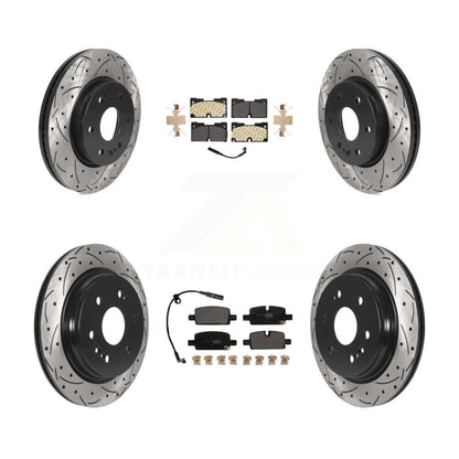 Drilled Slot Brake Rotor Semi-Metallic Pad Front Rear Kit For GMC Chevrolet 1500