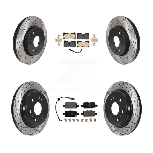 Drilled Slot Brake Rotor Semi-Metallic Pad Front Rear Kit For GMC Chevrolet 1500