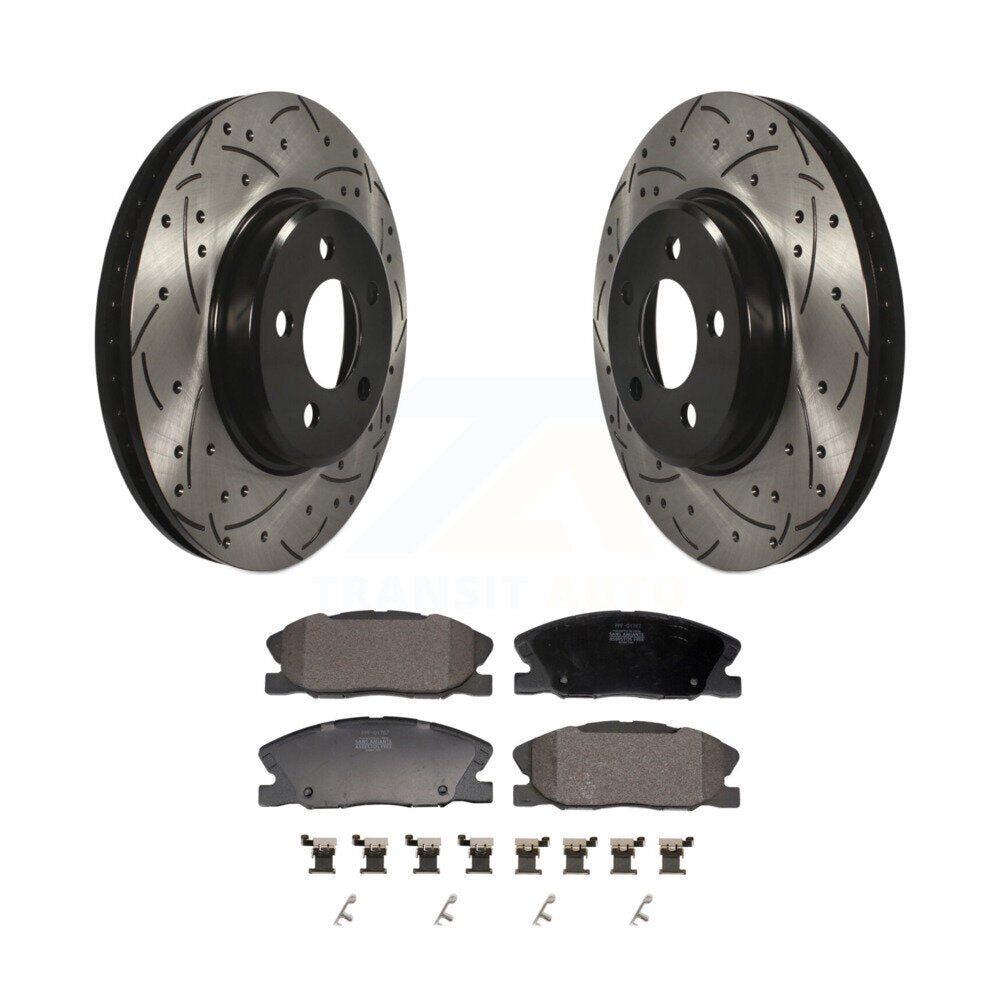 Coated Drill Slot Disc Brake Rotor Semi-Metallic Pad Front Kit For Dodge Charger