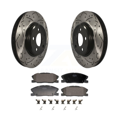 Coated Drill Slot Disc Brake Rotor Semi-Metallic Pad Front Kit For Dodge Charger