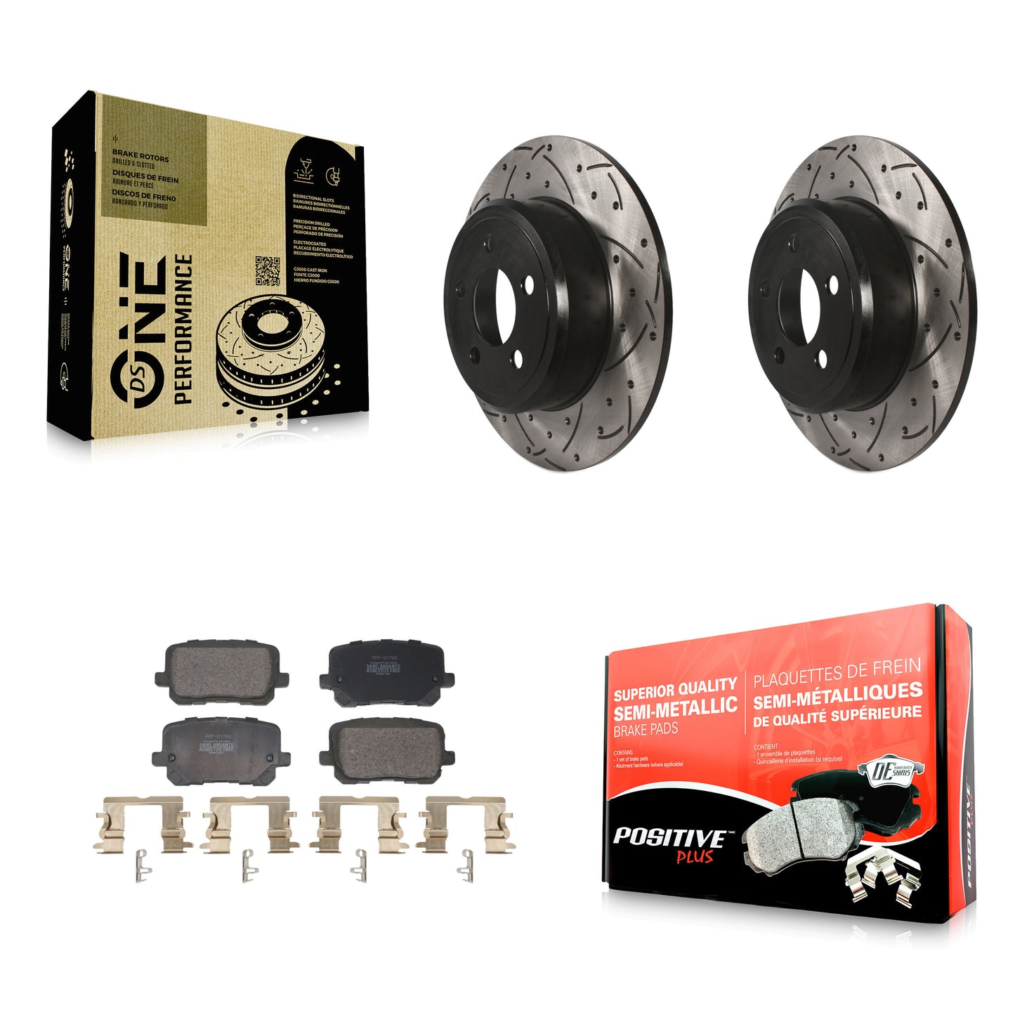Coated Drill Slot Disc Brake Rotors Semi-Metallic Pad Rear Kit For Dodge Charger