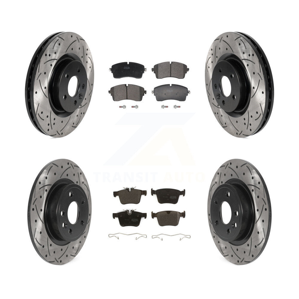 Drilled Slot Disc Brake Rotor Semi-Metallic Pad Front Rear Kit For Jaguar E-Pace