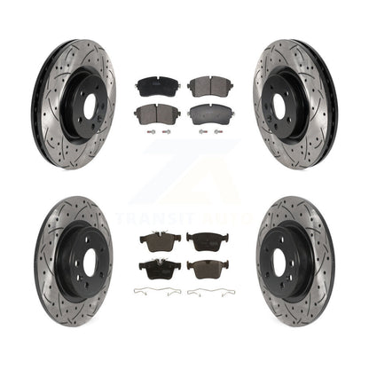 Drilled Slot Disc Brake Rotor Semi-Metallic Pad Front Rear Kit For Jaguar E-Pace