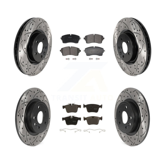 Drilled Slot Disc Brake Rotor Semi-Metallic Pad Front Rear Kit For Jaguar E-Pace