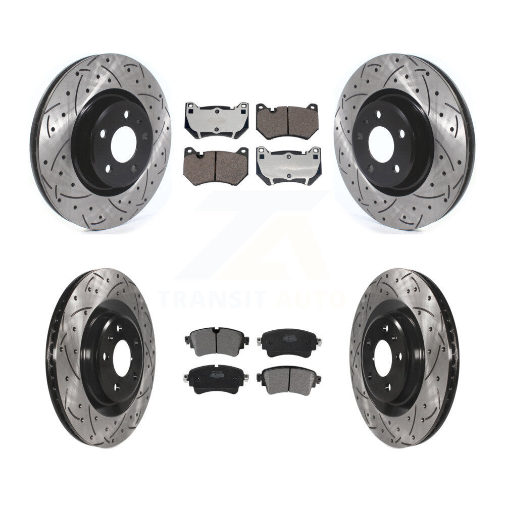 Coated Drill Slot Disc Brake Rotors Semi-Metallic Pad Front Rear Kit For Audi Q5