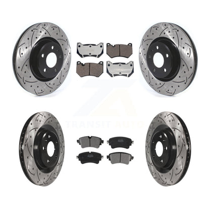 Coated Drill Slot Disc Brake Rotors Semi-Metallic Pad Front Rear Kit For Audi Q5