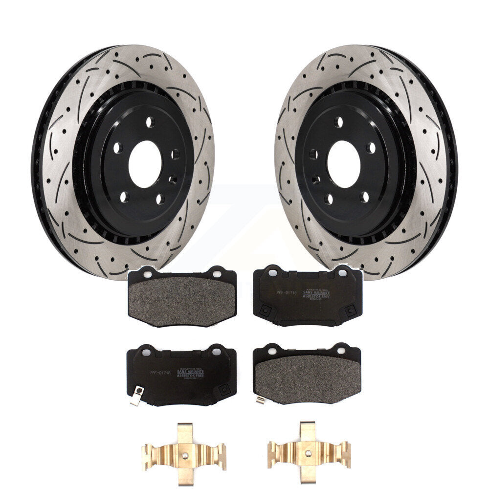 Drill Slot Brake Rotors Semi-Metallic Pad Rear Kit For Chevrolet Camaro Cadillac