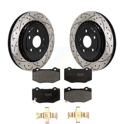 Drill Slot Brake Rotors Semi-Metallic Pad Rear Kit For Chevrolet Camaro Cadillac