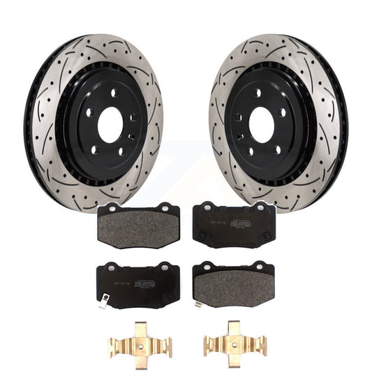 Drill Slot Brake Rotors Semi-Metallic Pad Rear Kit For Chevrolet Camaro Cadillac