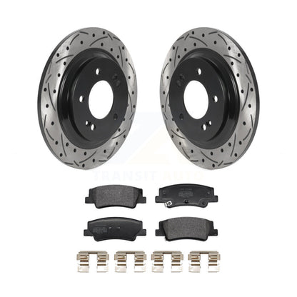 Drill Slot Brake Rotor Semi-Metallic Pad Rear Kit For Hyundai Sonata Kia Niro EV