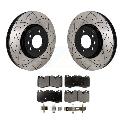 Drilled Slot Brake Rotors Semi-Metallic Pad Front Kit For Land Rover Range Sport