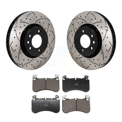 Drilled Slot Brake Rotors Semi-Metallic Pad Front Kit For Land Rover Range Sport