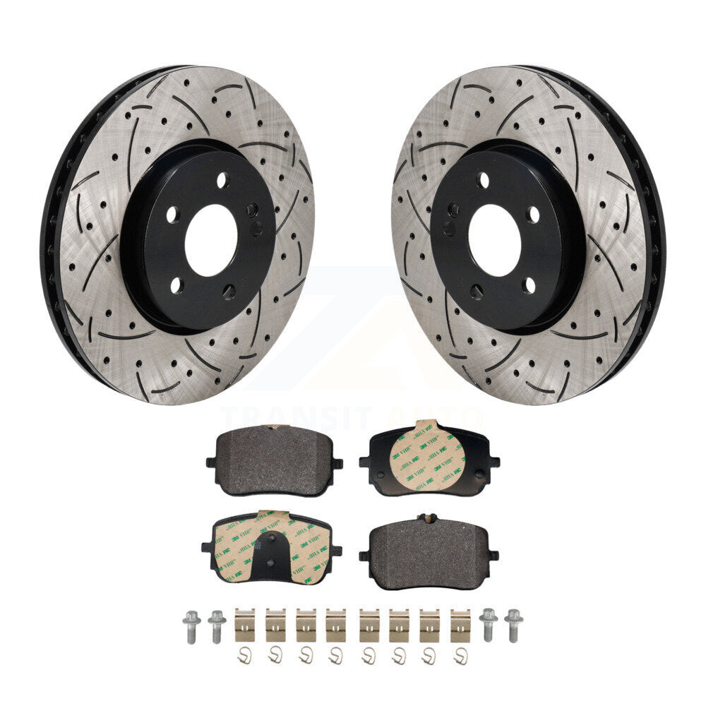 Drill Slot Brake Rotor Semi-Metallic Pad Front Kit For Mercedes-Benz A220 CLA250