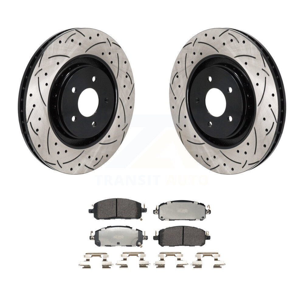 Drill Slot Brake Rotor Semi-Metallic Pad Front Kit For Mitsubishi Outlander QX60