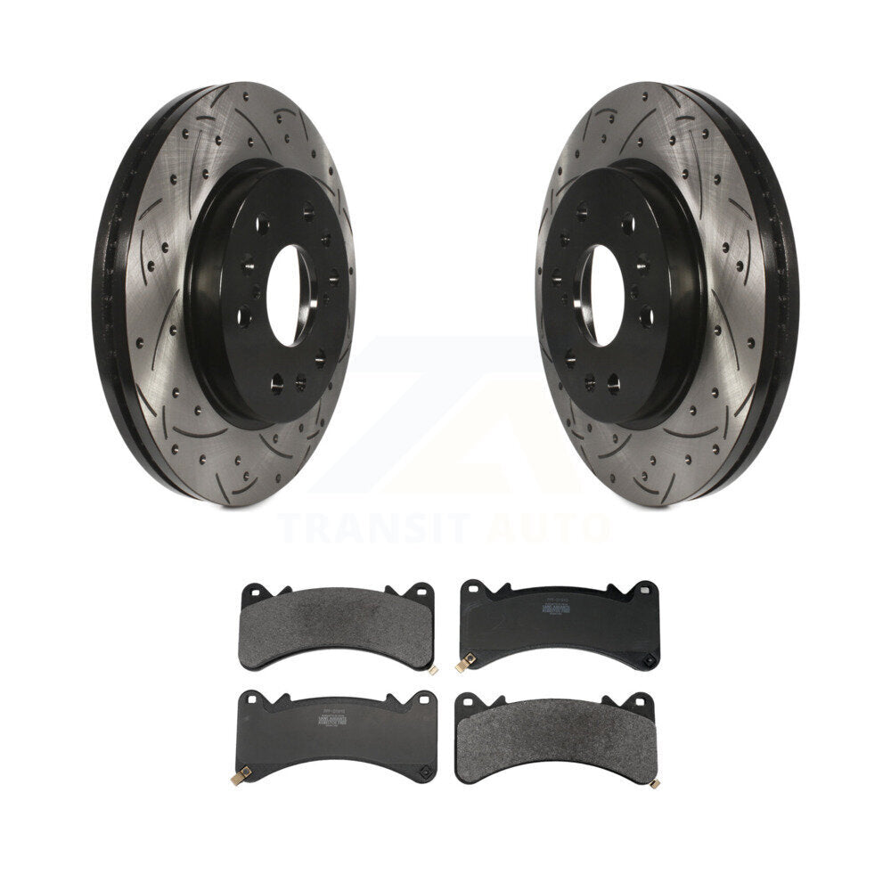 Drill Slot Brake Rotor Semi-Metallic Pad Front Kit For GMC Sierra 1500 Chevrolet