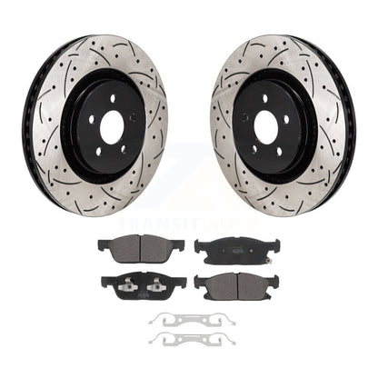 Drill Slot Brake Rotors Semi-Metallic Pad Front Kit For 2019-2024 Ford Edge 2.7L