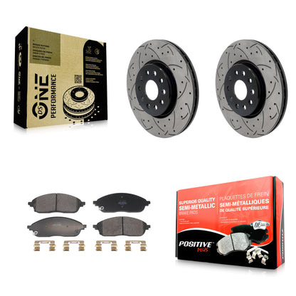 Drilled Slot Brake Rotor & Semi-Metallic Pad Front Kit For Jeep Grand Cherokee L