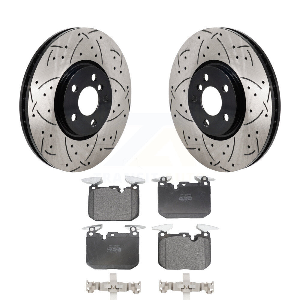 Coated Drilled Slot Disc Brake Rotor Semi-Metallic Pad Front Kit For Mini Cooper