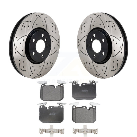 Coated Drilled Slot Disc Brake Rotor Semi-Metallic Pad Front Kit For Mini Cooper