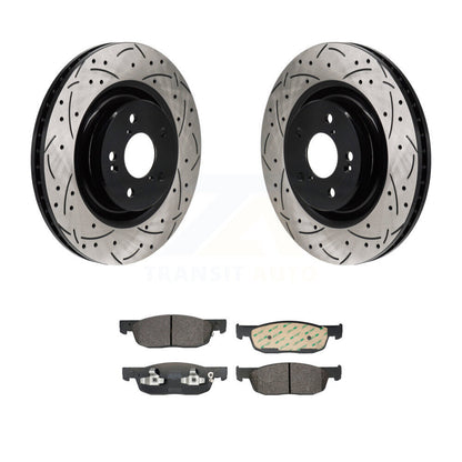 Drill Slot Brake Rotors Semi-Metallic Pad Front Kit For 2022-2023 Acura MDX 3.5L