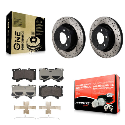 Drilled Slot Brake Rotor & Semi-Metallic Pad Front Kit For Toyota Tundra Sequoia