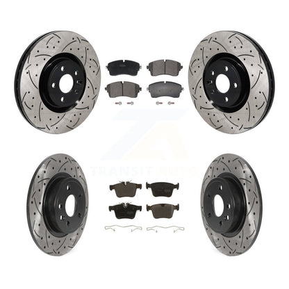 Drilled Slot Disc Brake Rotor Semi-Metallic Pad Front Rear Kit For Jaguar E-Pace