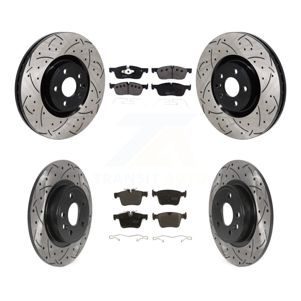 Drill Slot Brake Rotor Semi-Metallic Pad Front Rear Kit For Land Rover Discovery