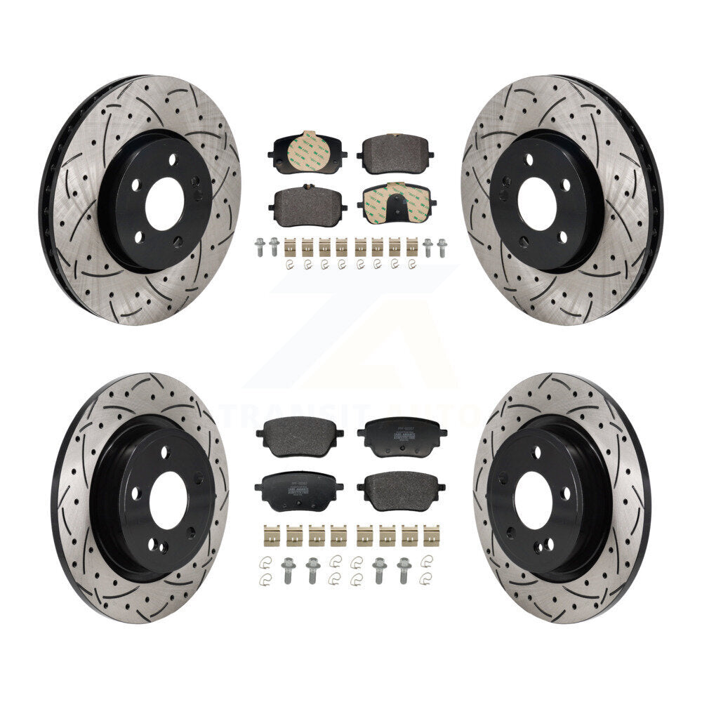 Drilled Slot Brake Rotor Semi-Metallic Pad Front Rear Kit For Mercedes-Benz A220