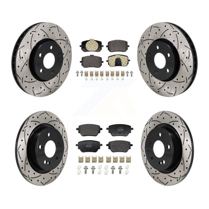 Drilled Slot Brake Rotor Semi-Metallic Pad Front Rear Kit For Mercedes-Benz A220