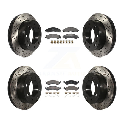 Drill Slot Disc Brake Rotor Semi-Metallic Pad Front Rear Kit For GMC Savana 2500