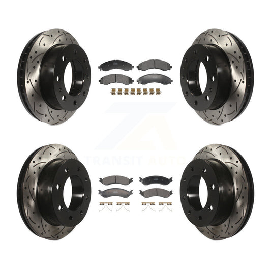 Drill Slot Disc Brake Rotor Semi-Metallic Pad Front Rear Kit For GMC Savana 2500