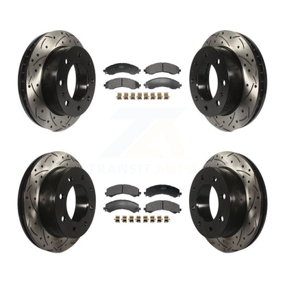 Drill Slot Disc Brake Rotor Semi-Metallic Pad Front Rear Kit For GMC Savana 2500