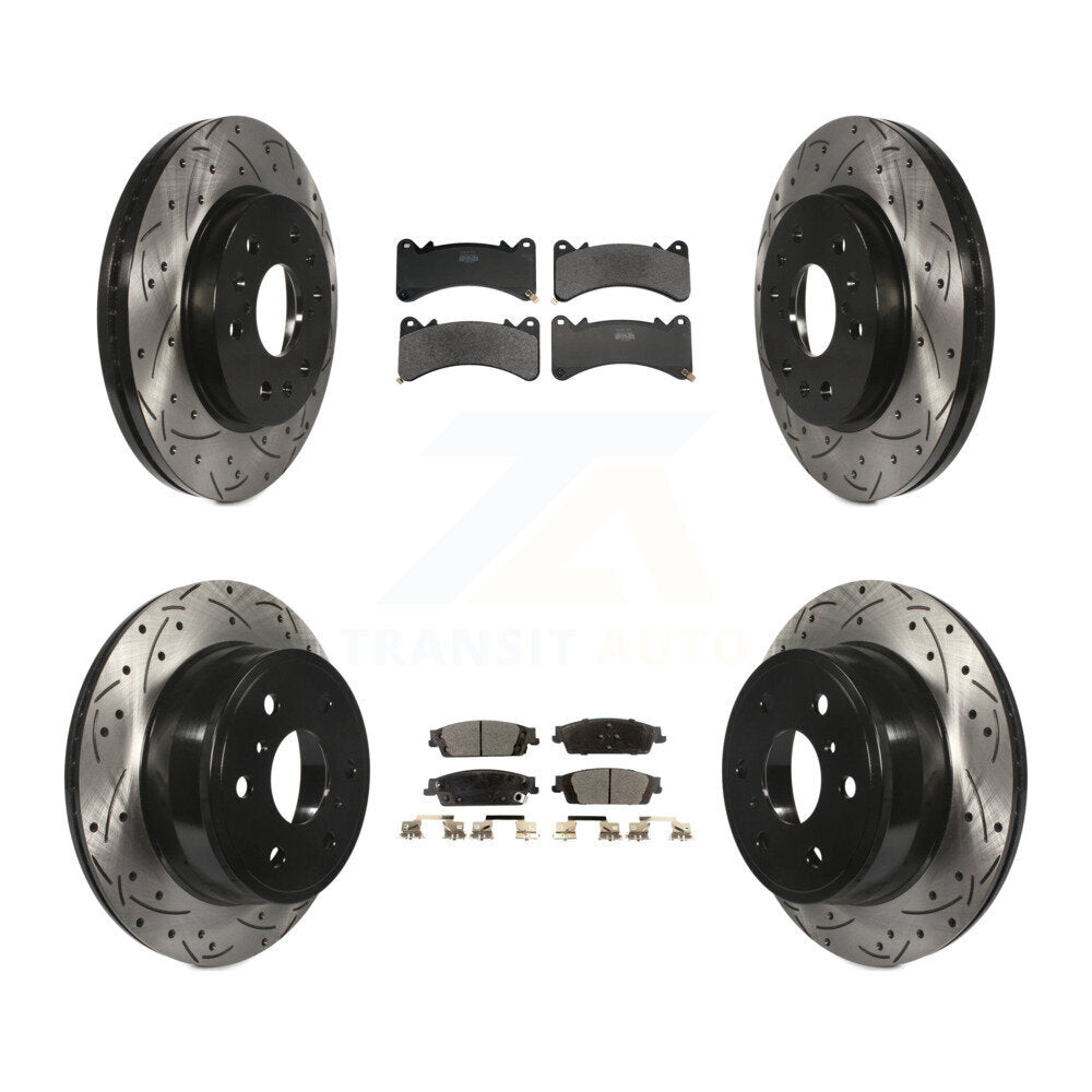 Drilled Slot Brake Rotor Semi-Metallic Pad Front Rear Kit For GMC Sierra 1500 XL