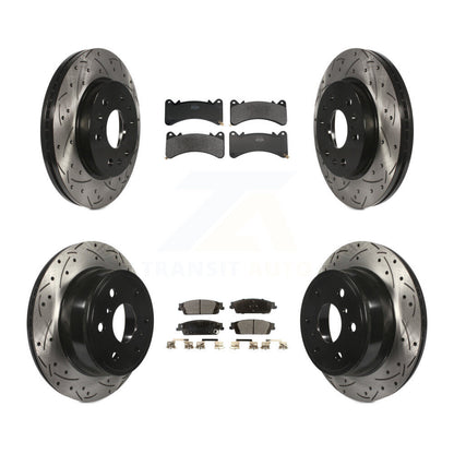 Drilled Slot Brake Rotor Semi-Metallic Pad Front Rear Kit For GMC Sierra 1500 XL