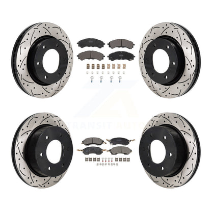 Drilled Slot Disc Brake Rotor & Semi-Metallic Pad Front Rear Kit For Ford Bronco