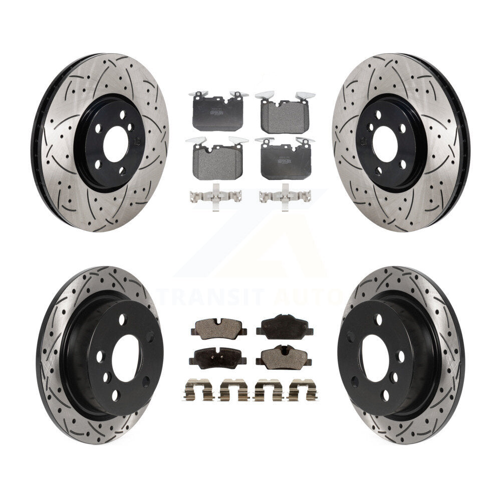 Drilled Slot Disc Brake Rotor & Semi-Metallic Pad Front Rear Kit For Mini Cooper