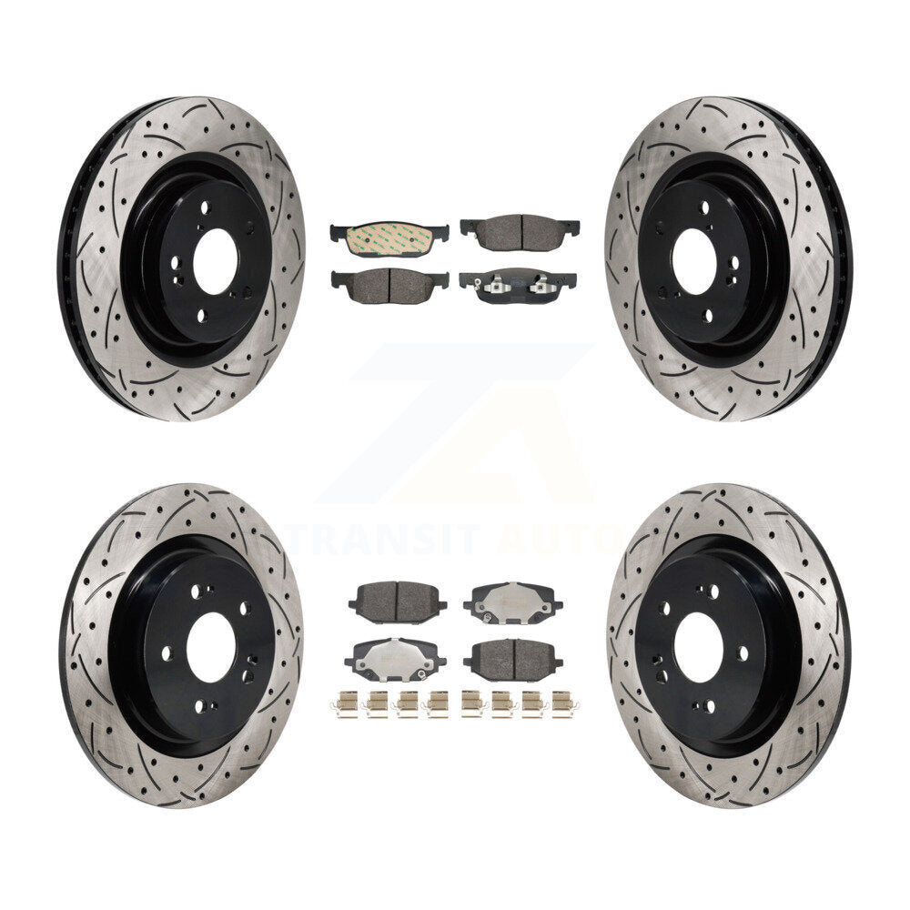 Drill Slot Brake Rotor Semi-Metallic Pad Front Rear Kit For 22-23 Acura MDX 3.5L