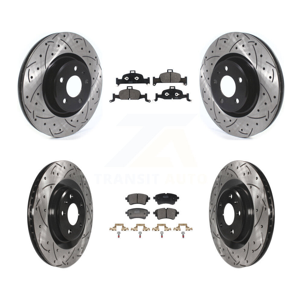 Drill Slot Brake Rotor Semi-Metallic Pad Front Rear Kit For Audi A5 Sportback A4