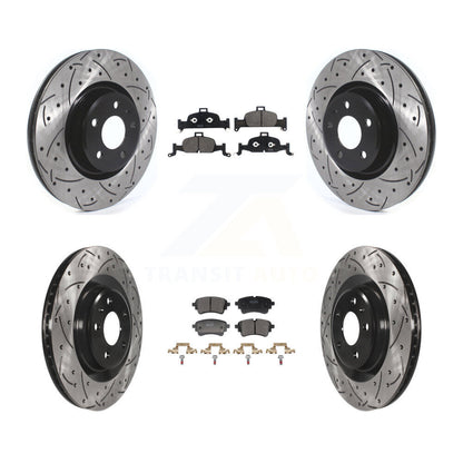 Drill Slot Brake Rotor Semi-Metallic Pad Front Rear Kit For Audi A5 Sportback A4