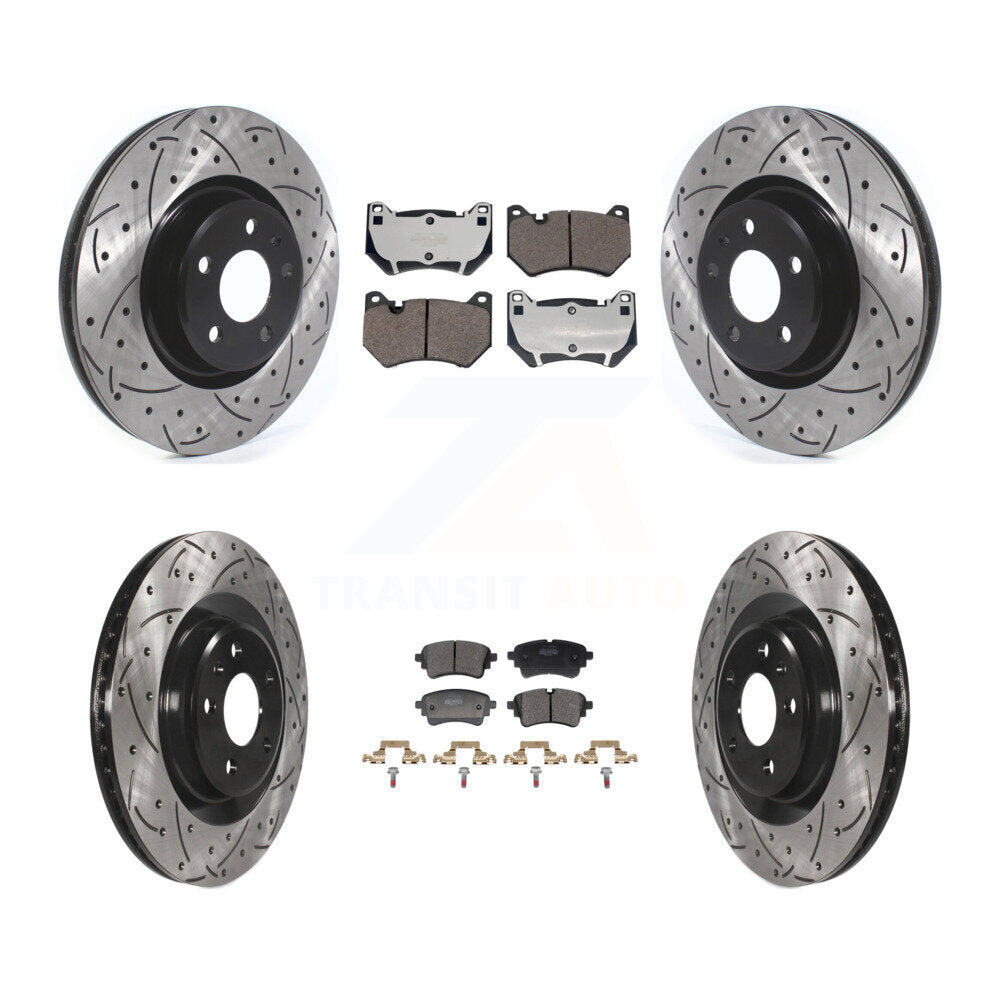 Drilled Slot Brake Rotors Semi-Metallic Pad Front Rear Kit For Audi Q5 Sportback