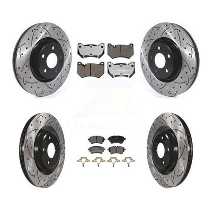 Drilled Slot Brake Rotors Semi-Metallic Pad Front Rear Kit For Audi Q5 Sportback