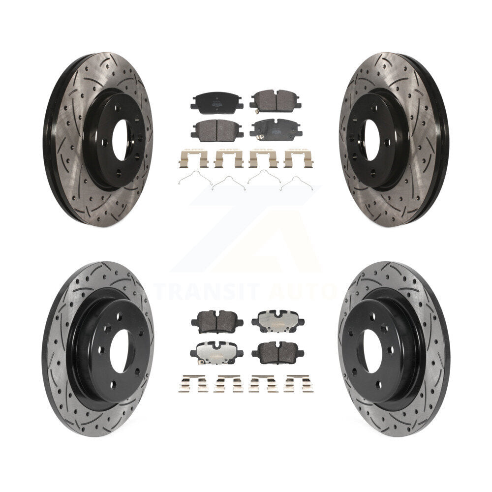 Drill Slot Brake Rotor Semi-Metallic Pad Front Rear Kit For Chevrolet GMC Malibu