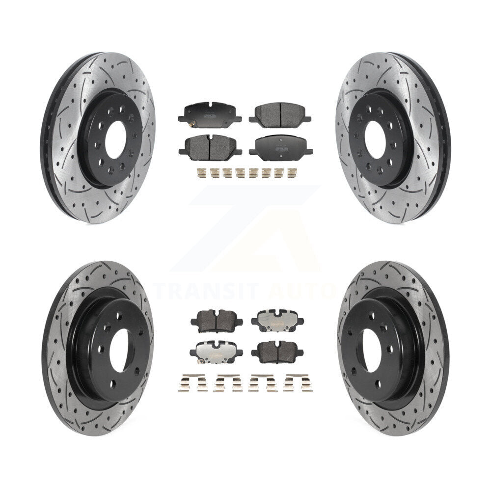 Drilled Slot Brake Rotors Semi-Metallic Pad Front Rear Kit For Chevrolet Equinox