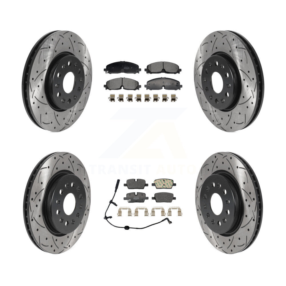 Drilled Slot Brake Rotor Semi-Metallic Pad Front Rear Kit For Chevrolet Traverse
