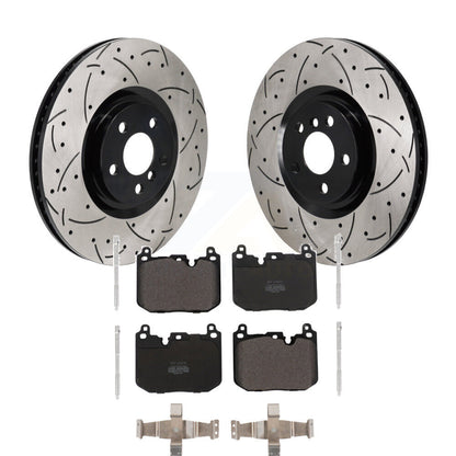 Drill Slot Brake Rotor Semi-Metallic Pad Front Kit For Mini Cooper Countryman X2