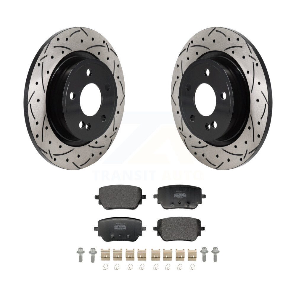 Drilled Slot Disc Brake Rotors Semi-Metallic Pad Rear Kit For Mercedes-Benz A220